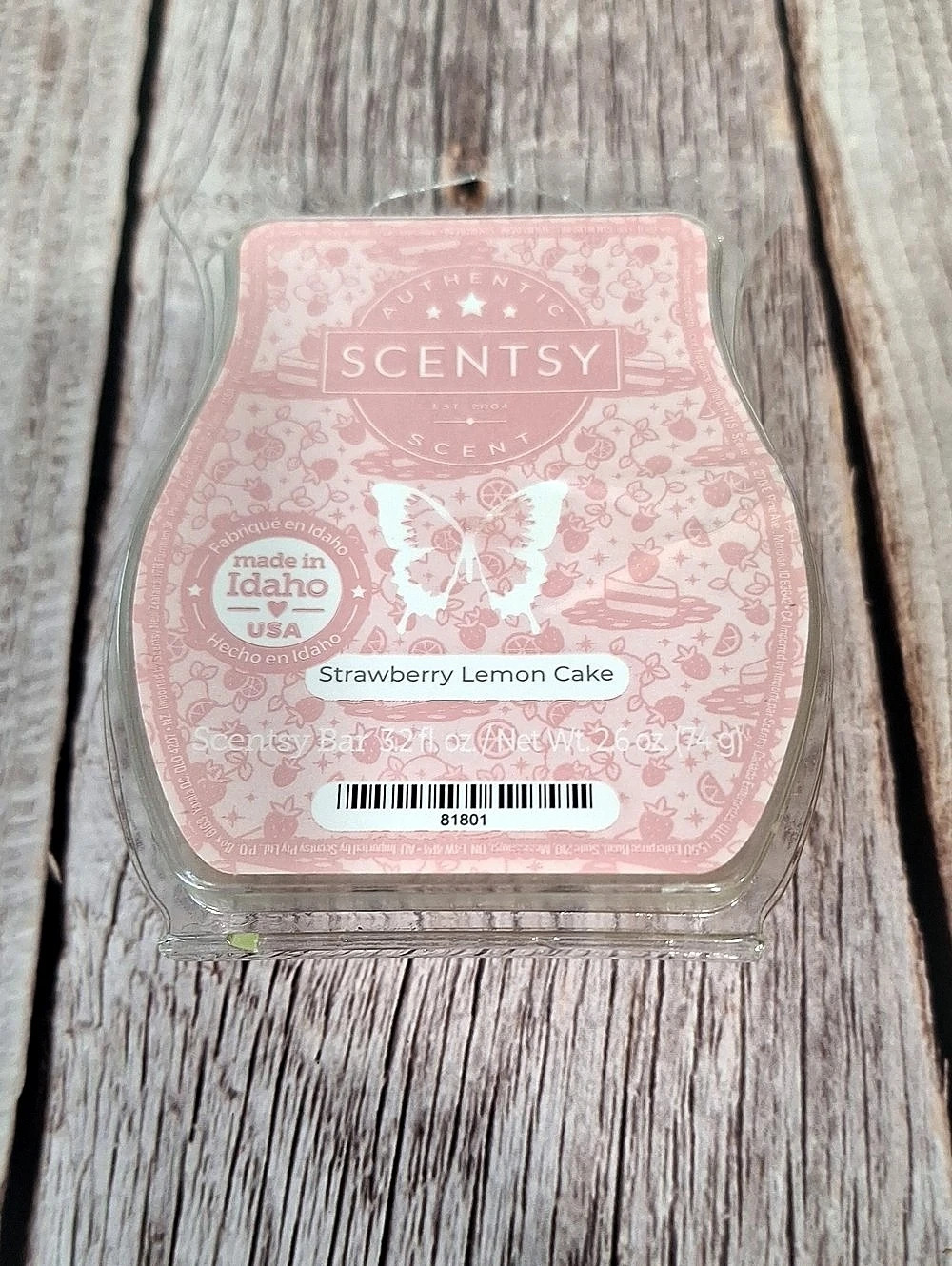 Scentsy Strawberry Lemon Cake Wax Bar – Partial – 5 Wax Melts Remaining